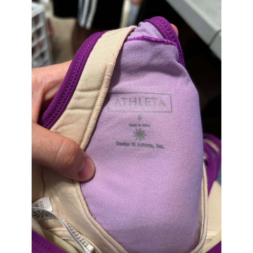 Athleta Purple Ruched Side Racerback Tank Top Built-in Bra Small 224177 - Picture 5 of 7